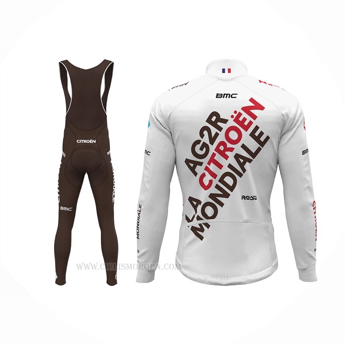 2022 Ropa Ciclismo Ag2r La Mondiale Blanco Mangas Largas y Culotte Lunga